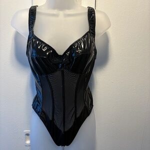 Black Faux Leather Bodysuit
